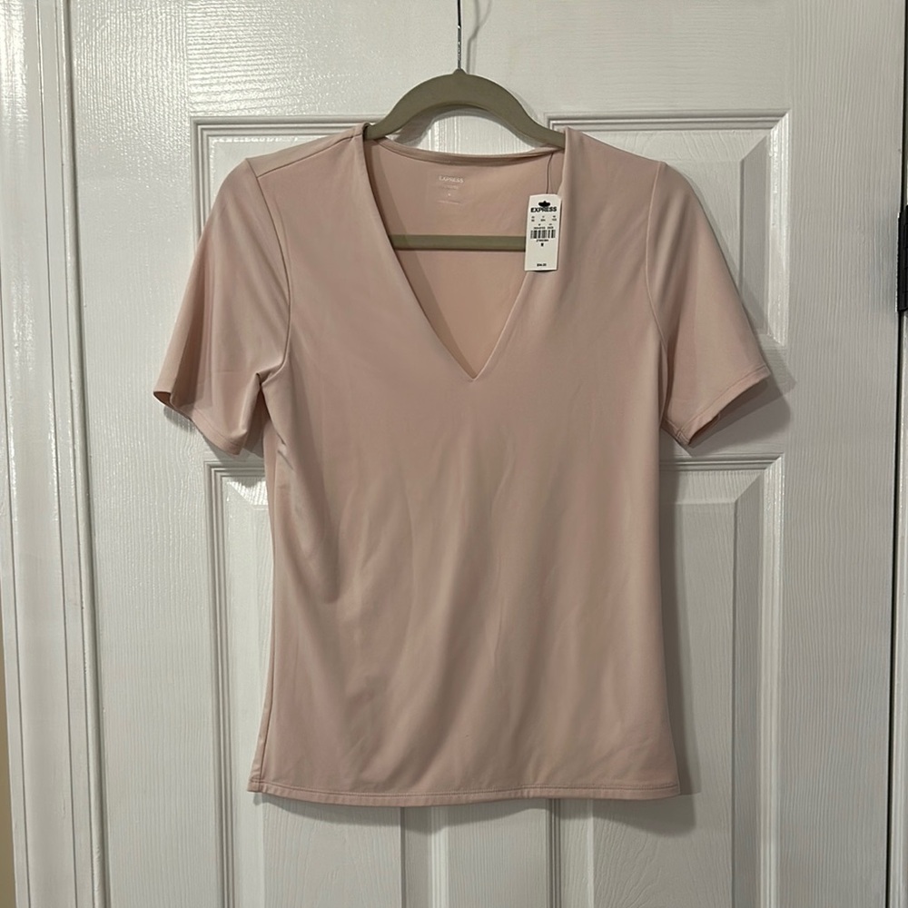 Express Pink Fitted Short Sleeve Tee